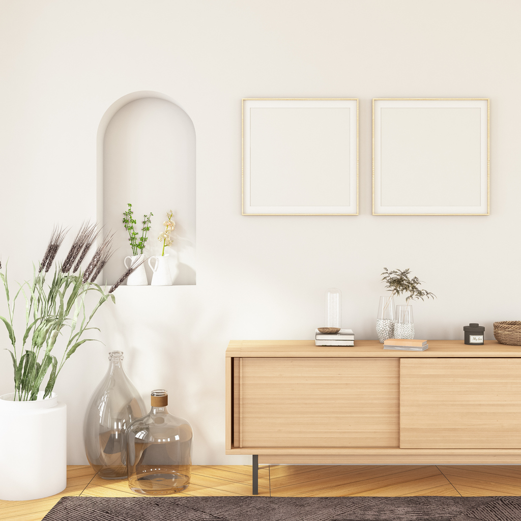 Stylish room interior desinged with coastal contemporary ith accessories.