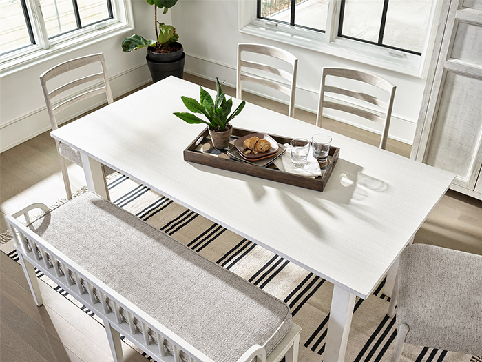 Dining room table decorated with botanicals