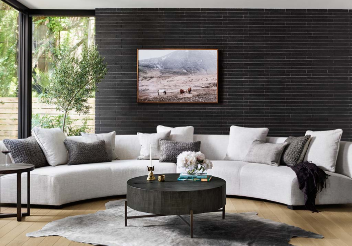 living room curved sofa