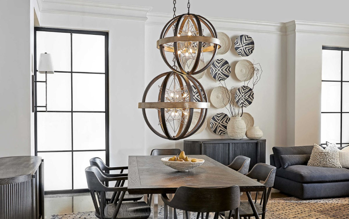 chandelier over table
