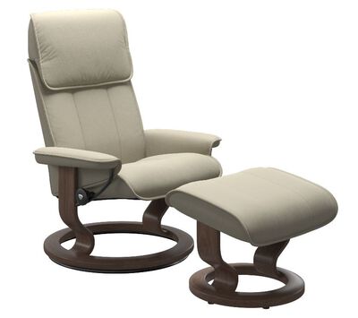 Admrial Large Classic Base Recliner and Ottoman