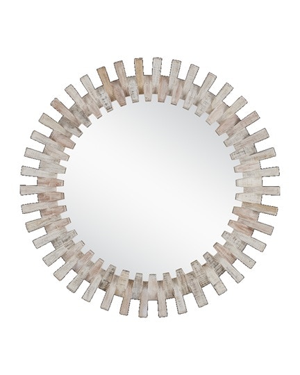 Diza Round Whitewash Mirror